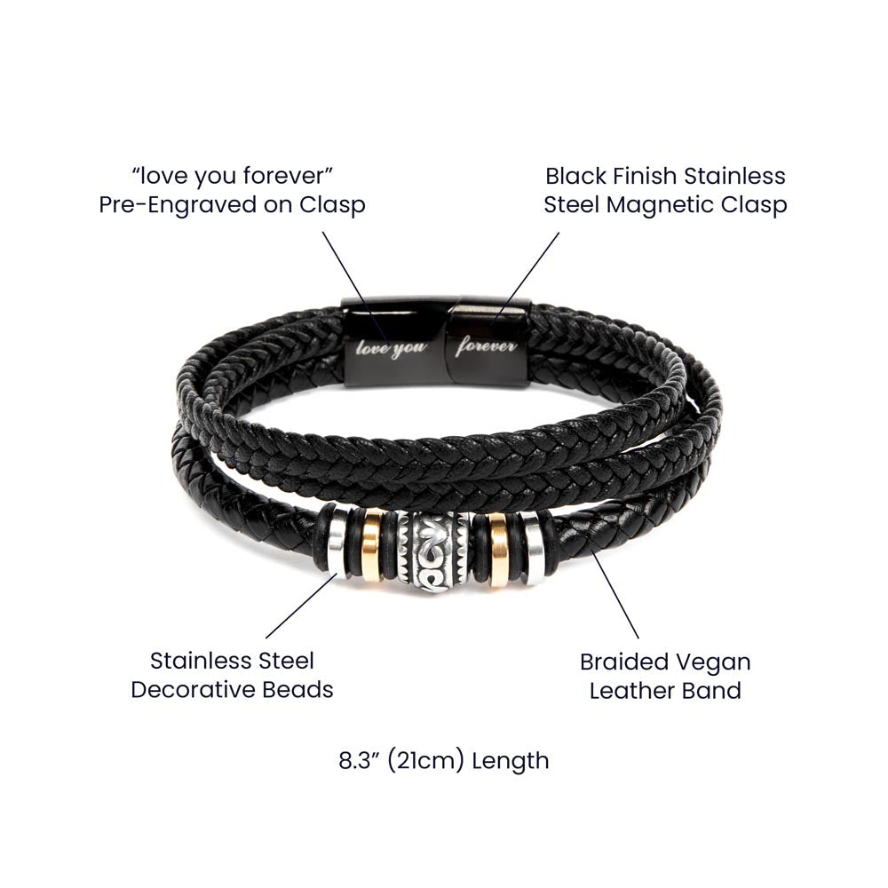 To My Son - Mens Leather Bracelet
